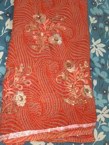 Elegant Orange Fancy Saree