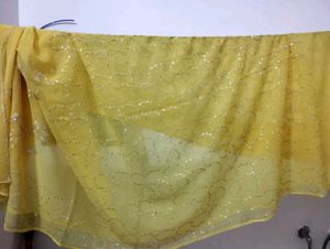 Yellow Resham Work Saree