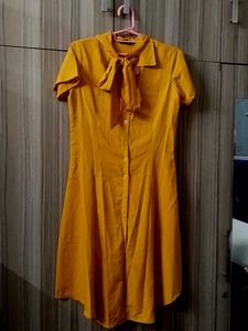 Mustard Shirt Dress with a waist belt