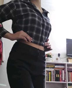 Checked Crop Shirt 🖤🤍 (with Waist Tie)