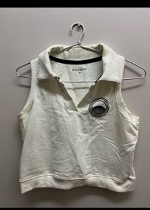 White collar crop Top