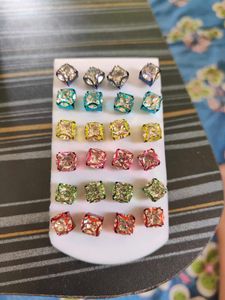 12 Pair Of Diamond Stone Studs