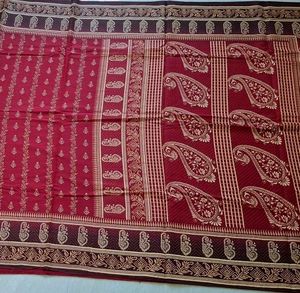 New Pure Cotton Maroon Saree🌼