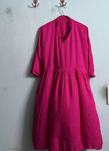 Pink Casual Kurti With Flare