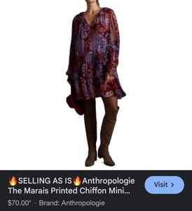 Anthropologie Marais Paisley Chiffon Mini Dress
