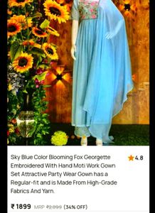 🆕 Designer Watery Blue Partywear 3 Piece Set 🌼😍