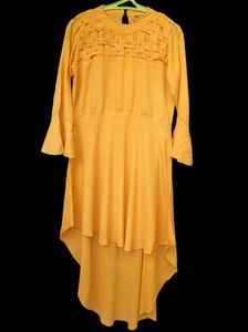Van Fashion Women High Low Yellow Dress