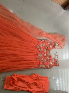 Orange Anarkali Kurta Set