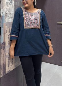 Embroidered Cotton Tunic Top/ Short Kurti