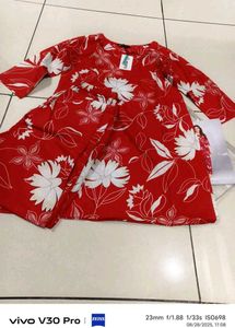 Red Floral Pajama Set