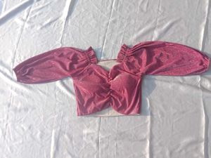 Pink Glittry Crop Top