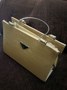 Krazy Kat Faux Croc Top Handle Bag