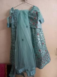 Beautiful Embroidered Cyan Lehenga