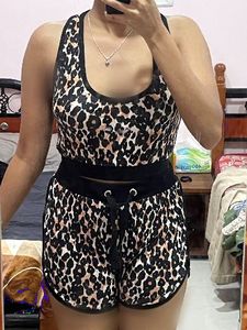Leopard Print Top &amp; Shorts Set