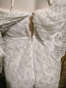 White Lace Ruffle Romper