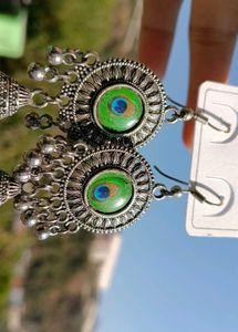 Peacock Feather Jhumka Earrings