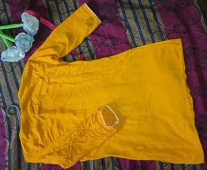 Embroidery Yellow Short Kurti