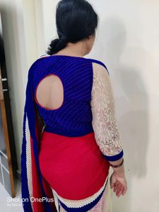 ❤golden red desinger saree💛👀