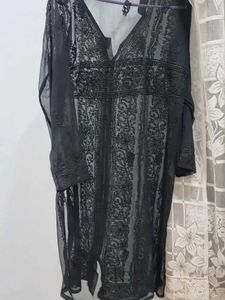Black Embroidered lakhnavi Kurti