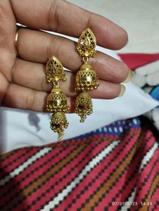 Gold Plated  Double Layerd Jhumka Earring Just Look Like A Gold