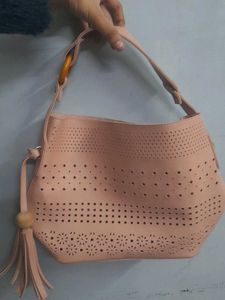 FUR JADEN Beige Textured Handheld Bag