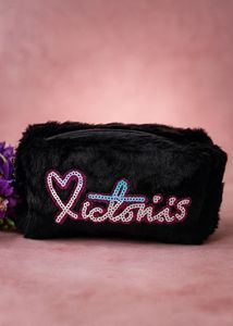 Black Fur Vanity Pouch