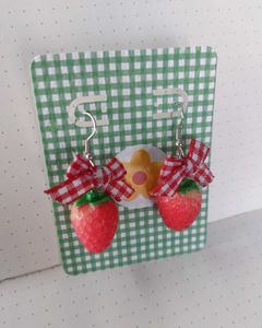 Strawberry Red Bow Earrings