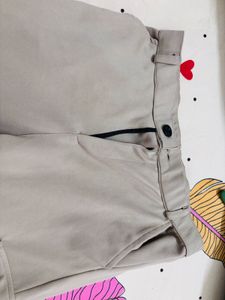 Beige Wide Leg Cargo Pants