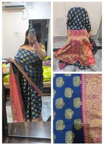 Elegant Blue & Pink Saree