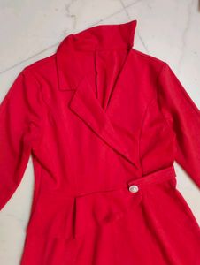 Red Dress with Blazer Detail