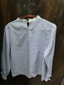 Lavender Check Top With Lace