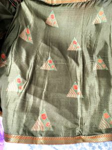 Dark Olive Green Saree