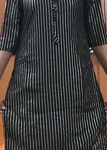 Gold-Striped Black Kurti