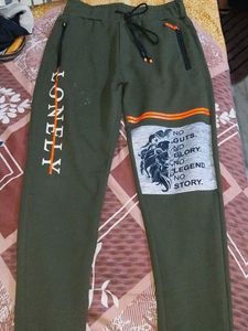 Olive Graphic Print Joggers