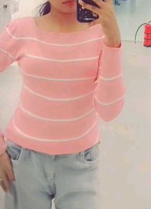 Pink Striped Sweater top