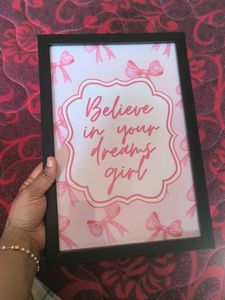 Believe in Your Dreams Girl Wall Art / pink bow