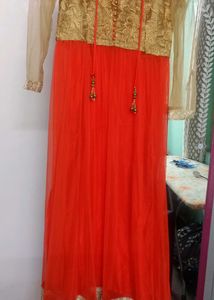 Orange &amp; Gold Embroidered Gown