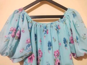 Floral Print Maxi Dress With Black Belt