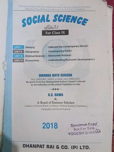 Social Science Textbook For Class 9th