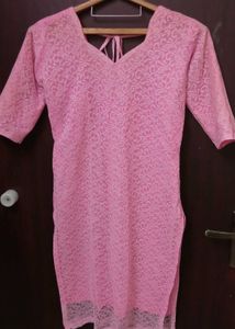 Elegant Pink Net Kurti