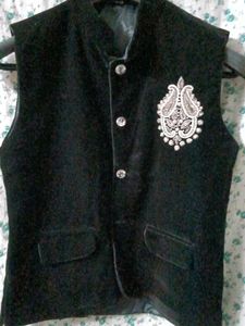 Black Velvet Side Hand Work Patten Jocket