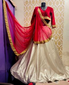 Gorgeous Lehenga Choli Set... blouse velvet fabric