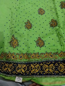 Green Embroidered Dress Material