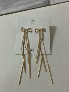 H&M Gold Bow Drop Earrings