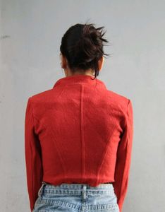 Party Wear Red Crop Coat.