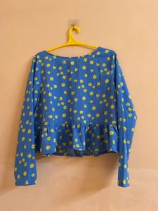 M20- Floral Blue Top