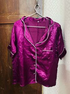 Purple Satin Pajama Top