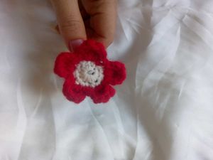 Crochet flower button and  scrunchie