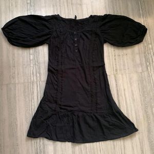 Black Balloon Sleeves Short Kurti