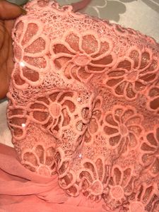 Peach Flower Cutout Peplum Top